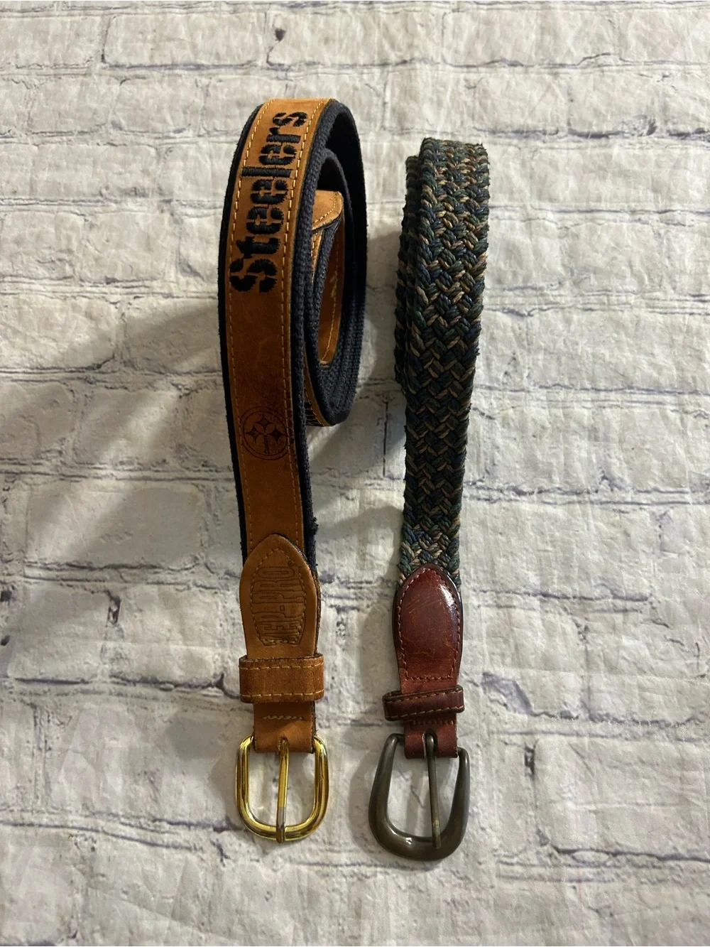 ZEP-PRO STEELERS USA BROWN & NAVY SIZE 40 BELT GENERAL LEATHER WEAVED BELT 42